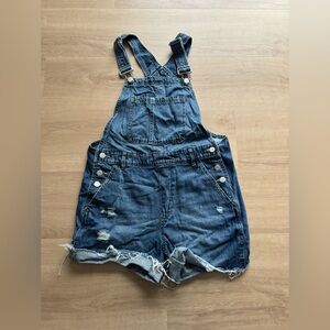 GAP Light Blue Denim Overalls Shorts (Size Small)